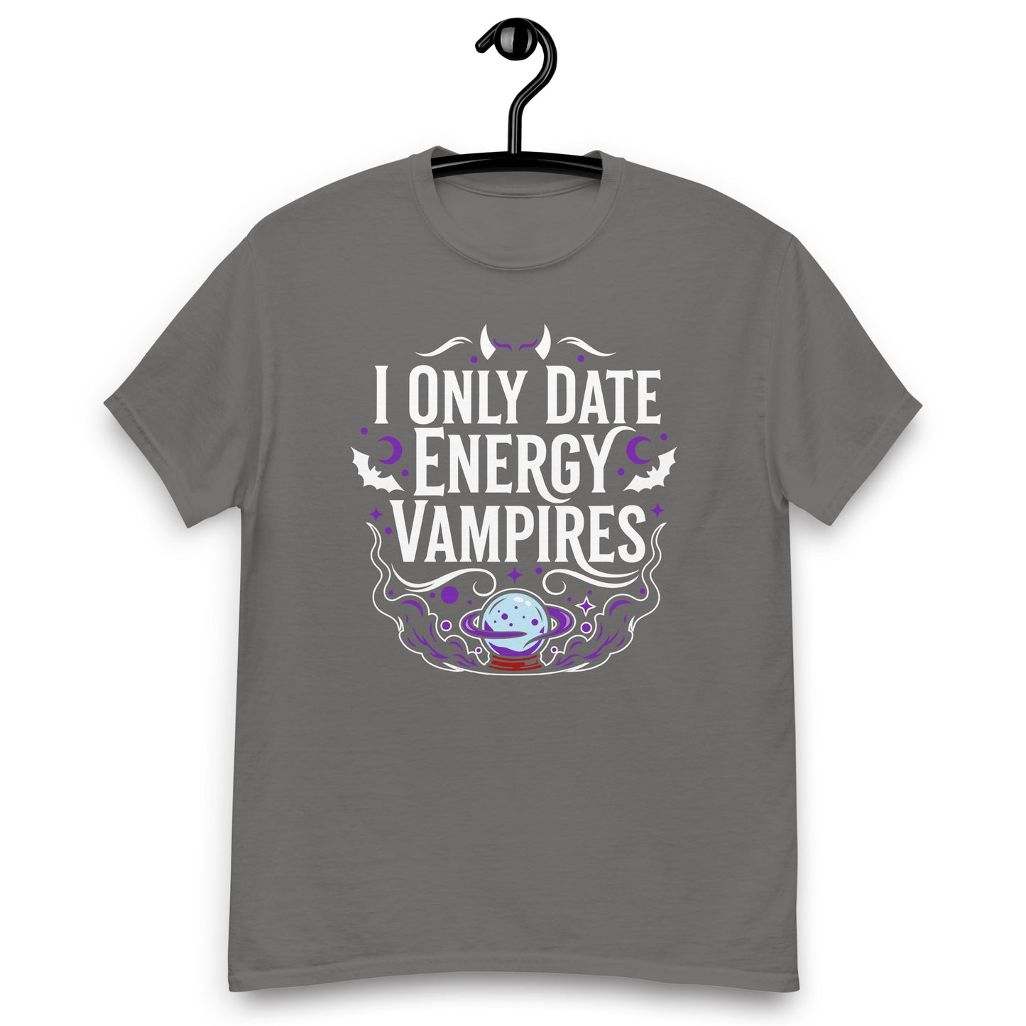 I Only Date Energy Vampires T-Shirt | Funny Goth Humor Tee | Occult Vampire Bats Shirt