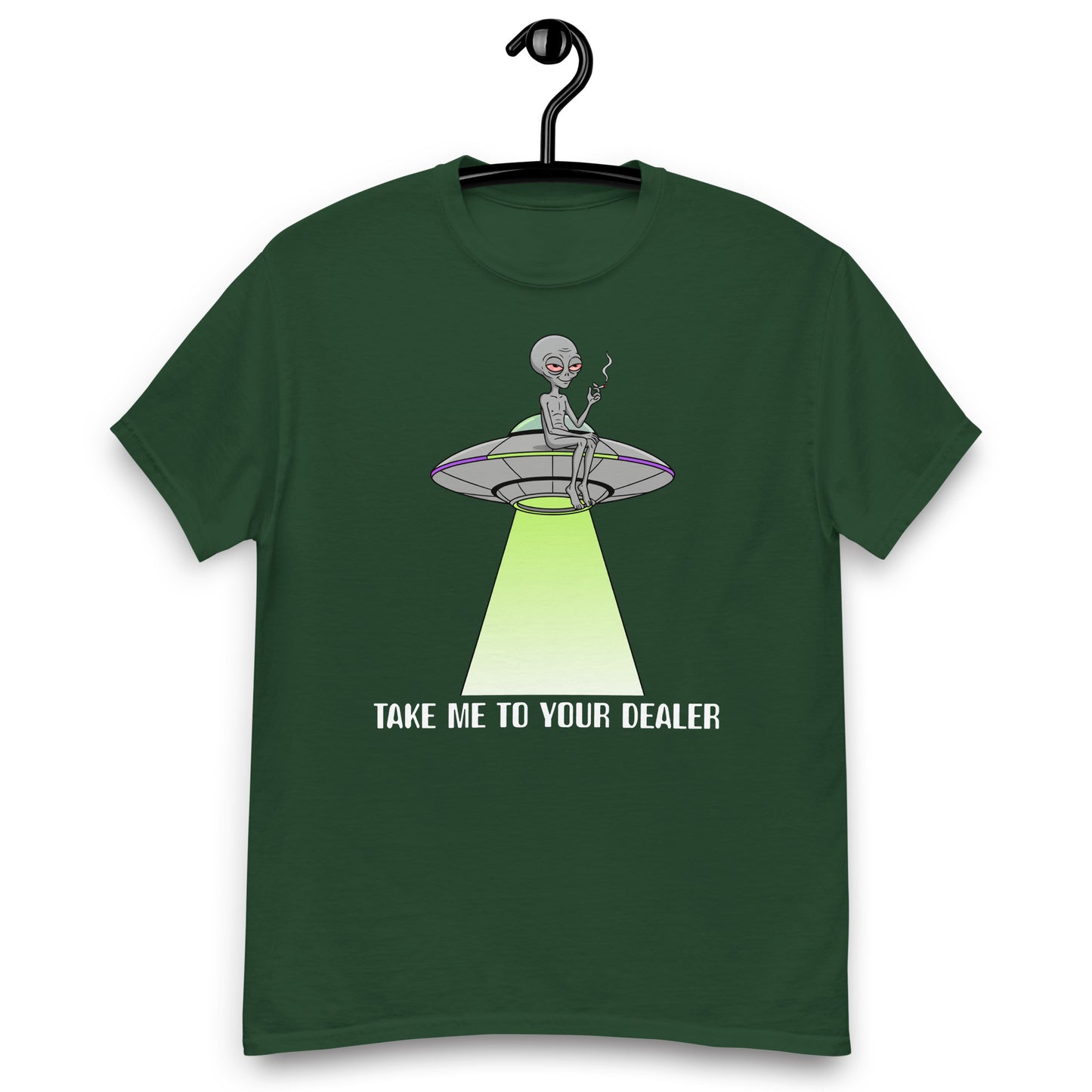 Take Me To Your Dealer T-Shirt | Funny Alien UFO Graphic Tee | Weed Stoner Conspiracy Shirt