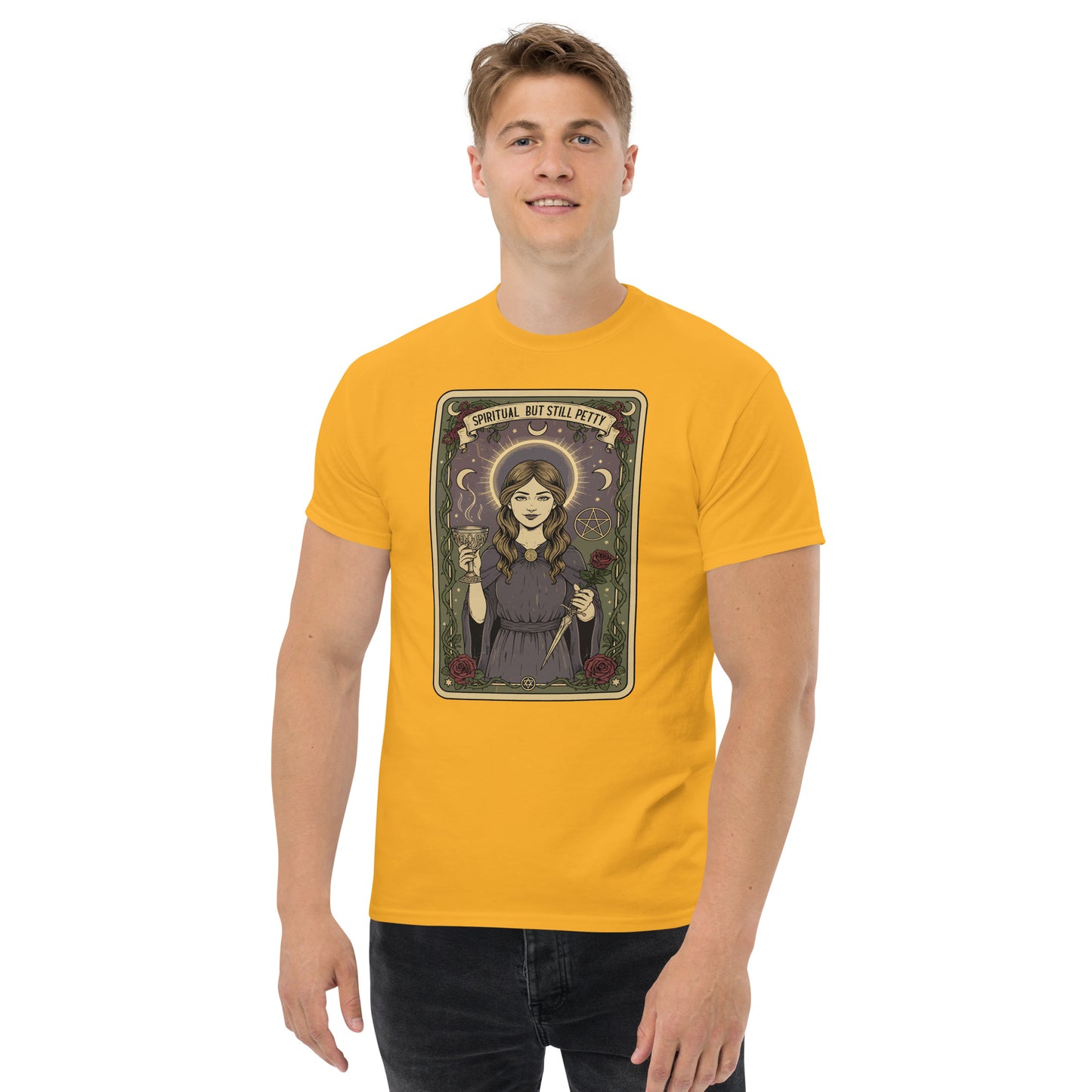 Spiritual But Still Petty T-Shirt, Funny Occult Witchy Tarot Card Tee