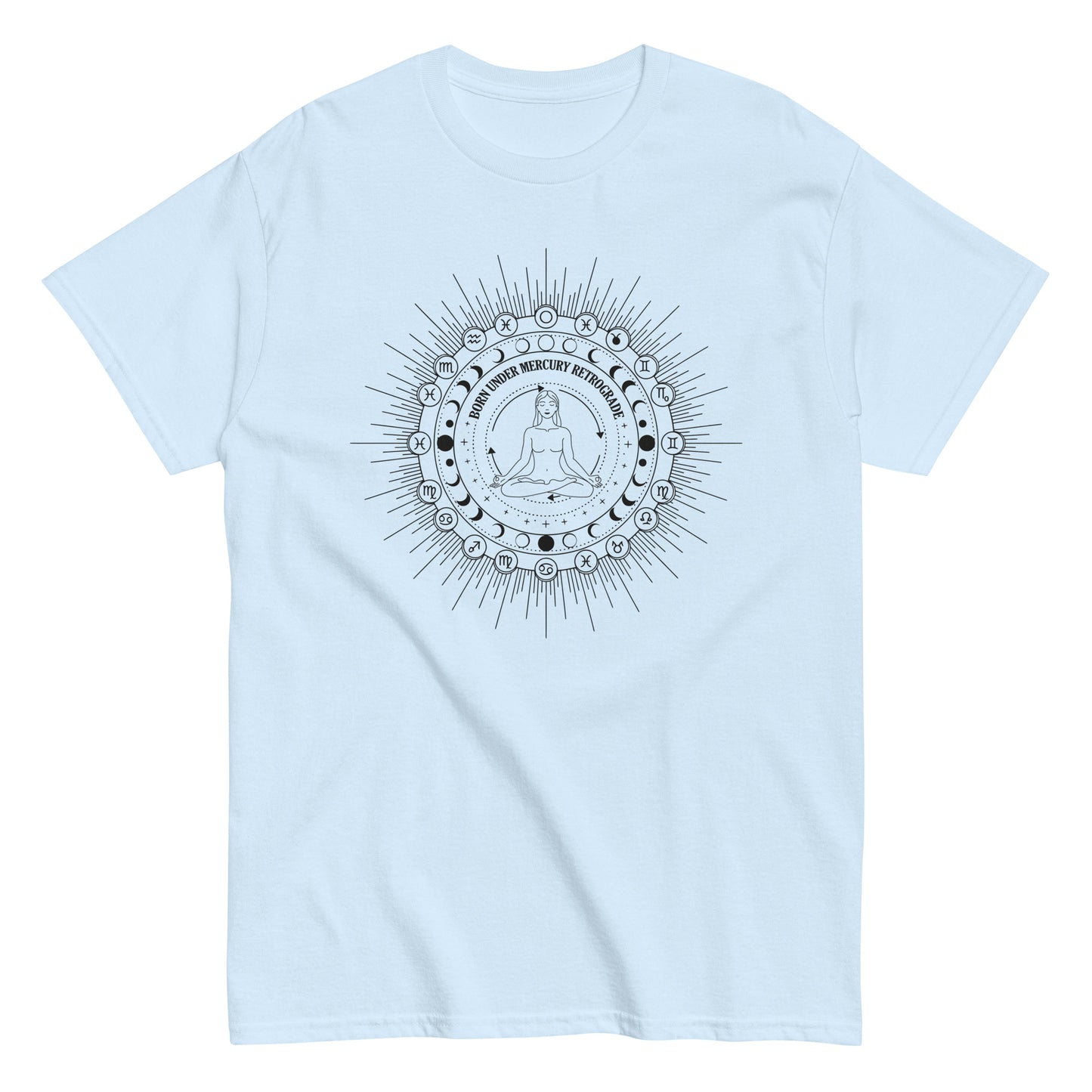 Born Under Mercury Retrograde" T-Shirt | Celestial Occult Mysticism Tee | Spiritual Astrology Zodiac Sign Shirt | Witchy Celestial Gift