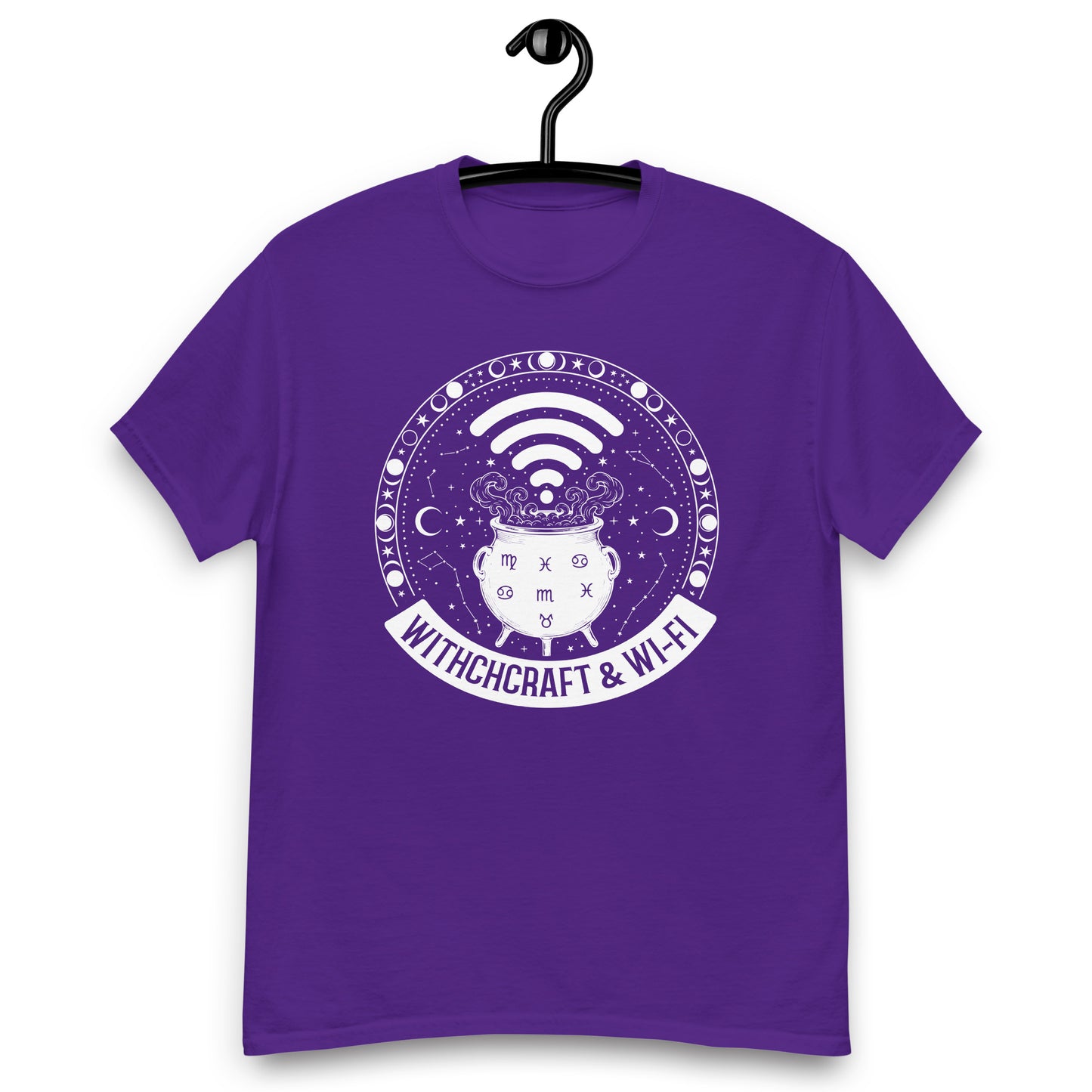 Witchcraft & Wi-Fi T-Shirt | Funny Modern Witch Tee | Occult Humor Celestial Shirt | Magical Cauldron Graphic Tee