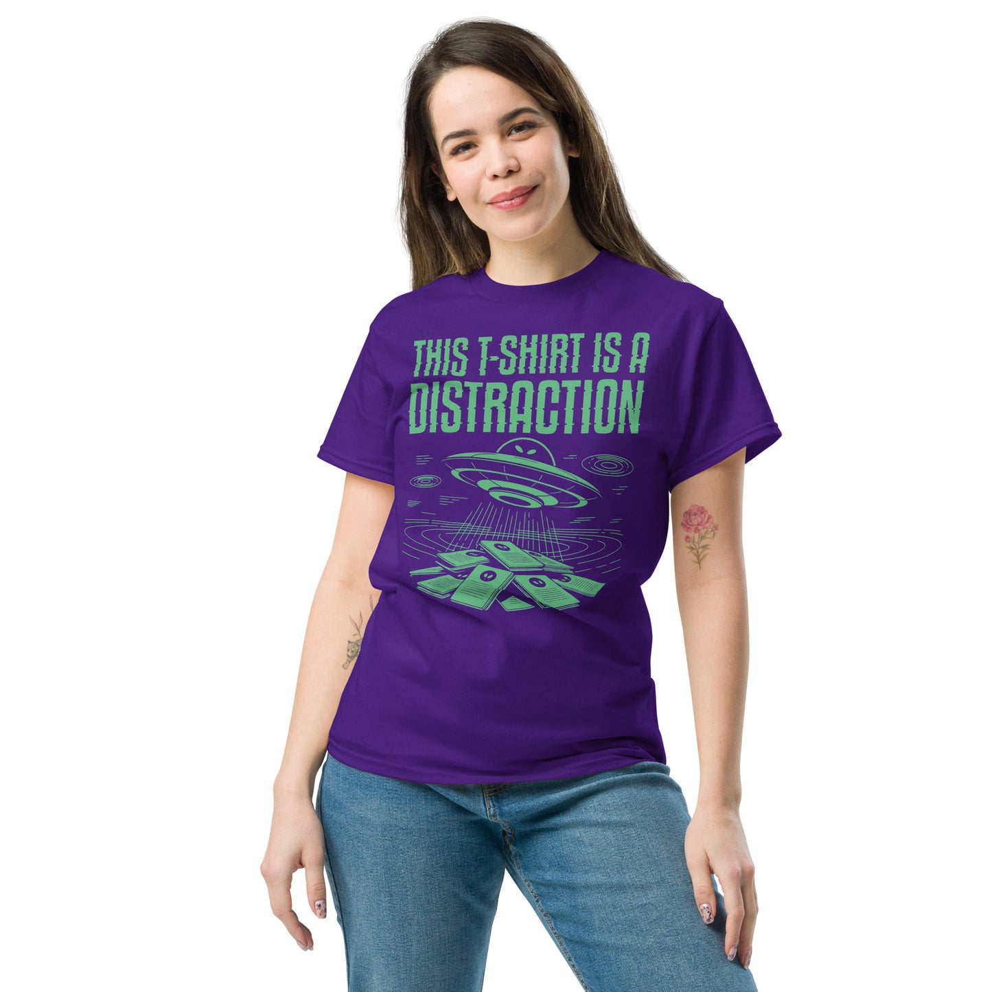 This T-Shirt is a Distraction Tee, UFO Conspiracy, Funny Alien Abduction Unisex Classic Tee