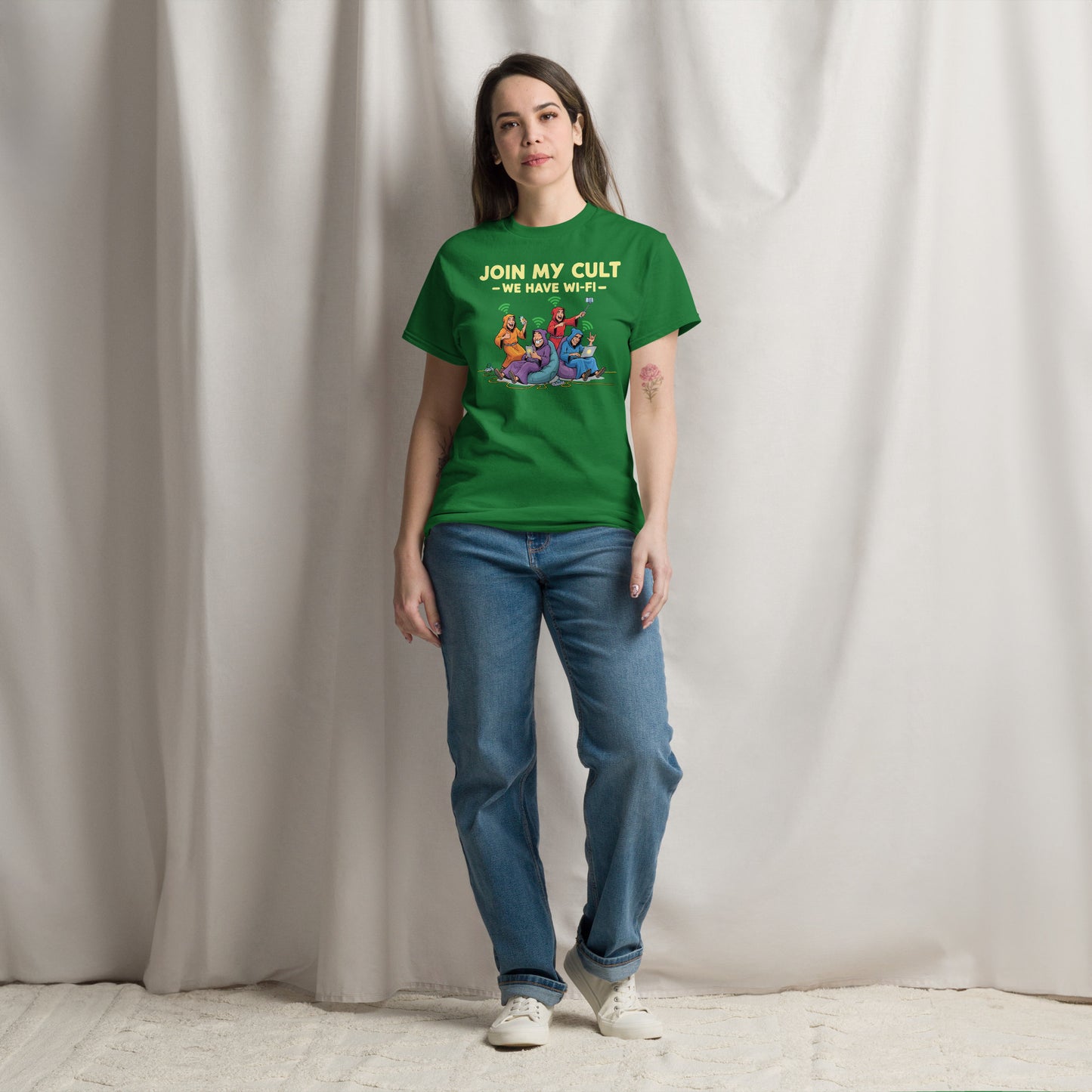 Join My Cult We Have Wi-Fi T-Shirt | Funny Internet Satire Tee