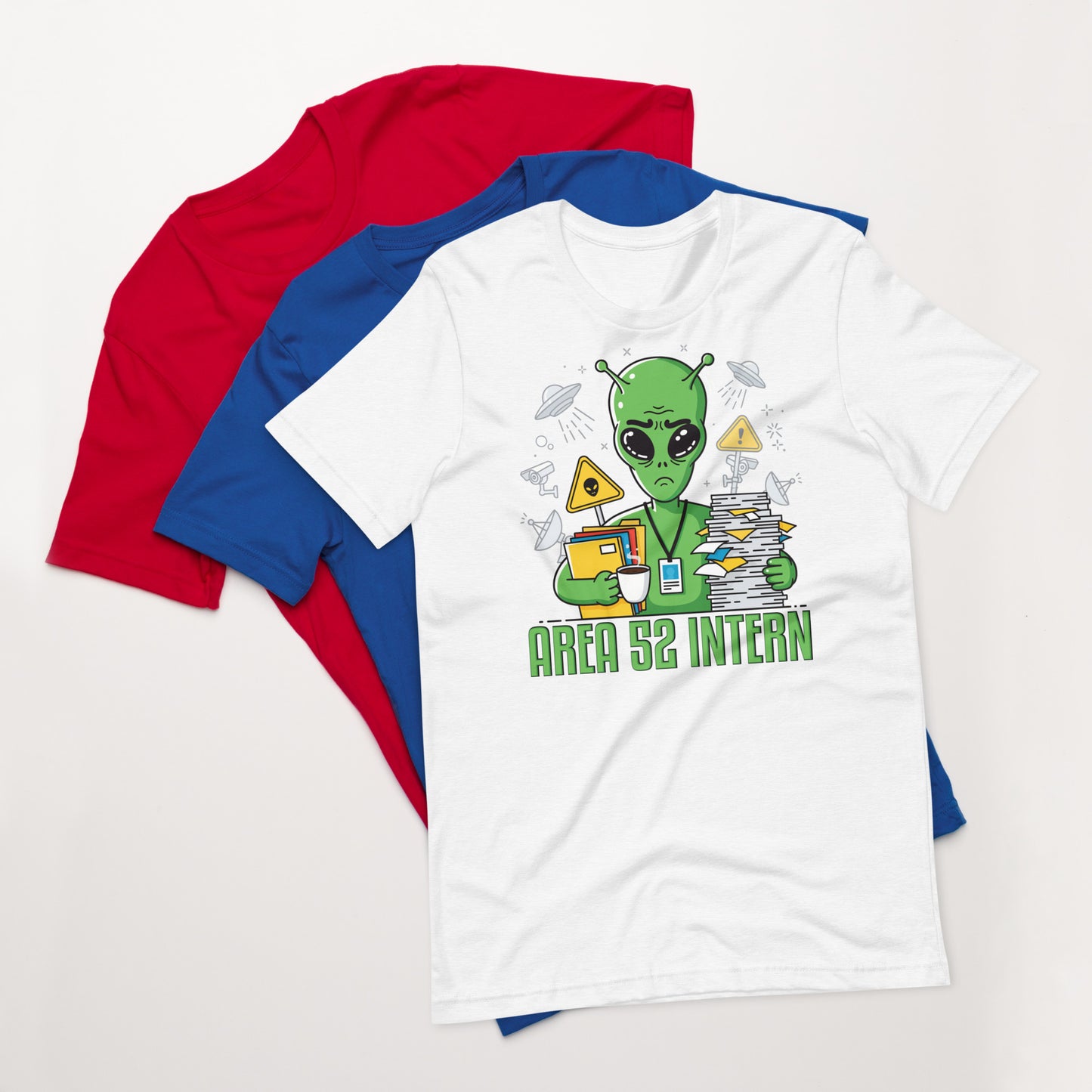 Area 52 Intern T-Shirt – Funny Alien UFO Spoof of Area 51