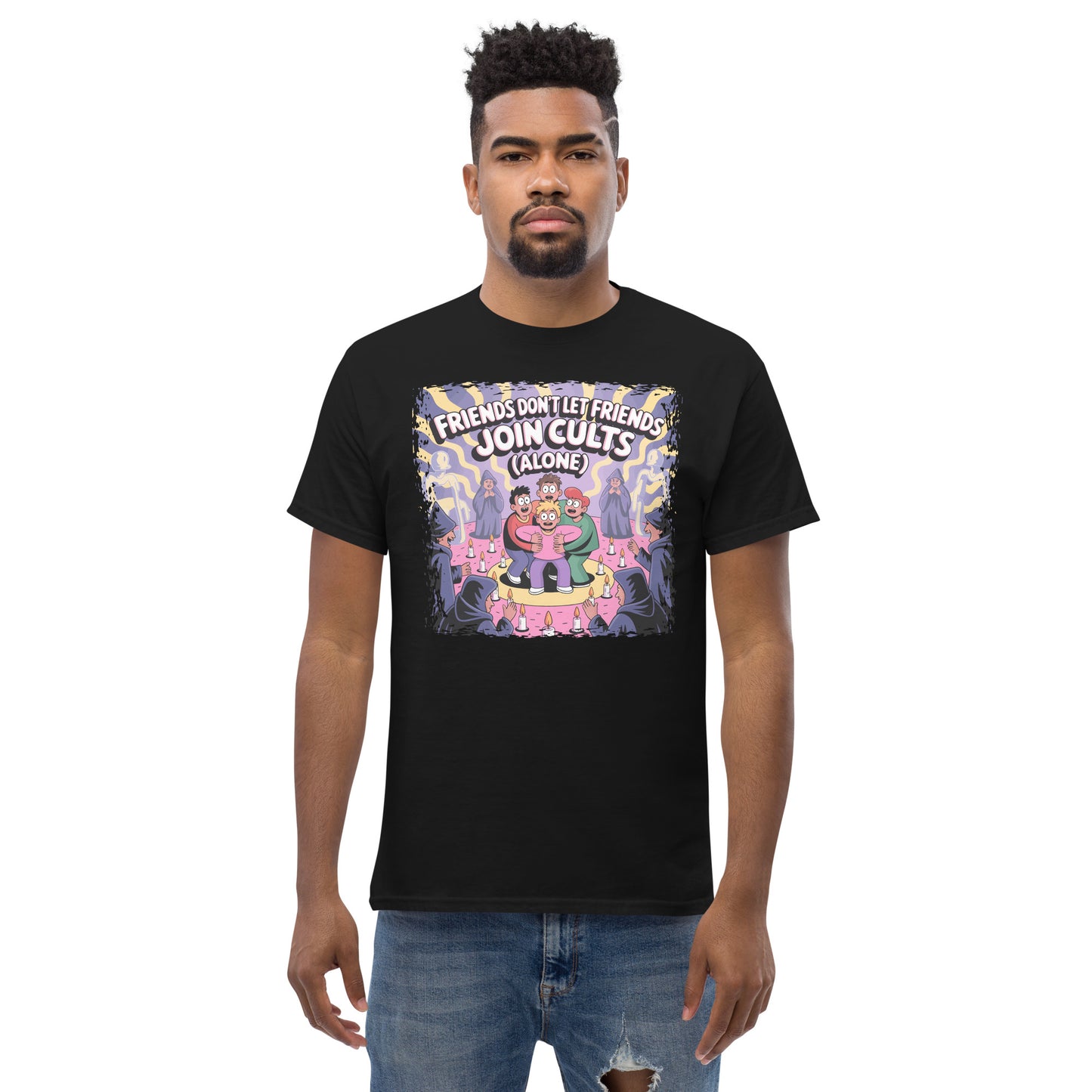 Friends Don’t Let Friends Join Cults Alone – Pop Culture Cult Mashup Unisex classic tee