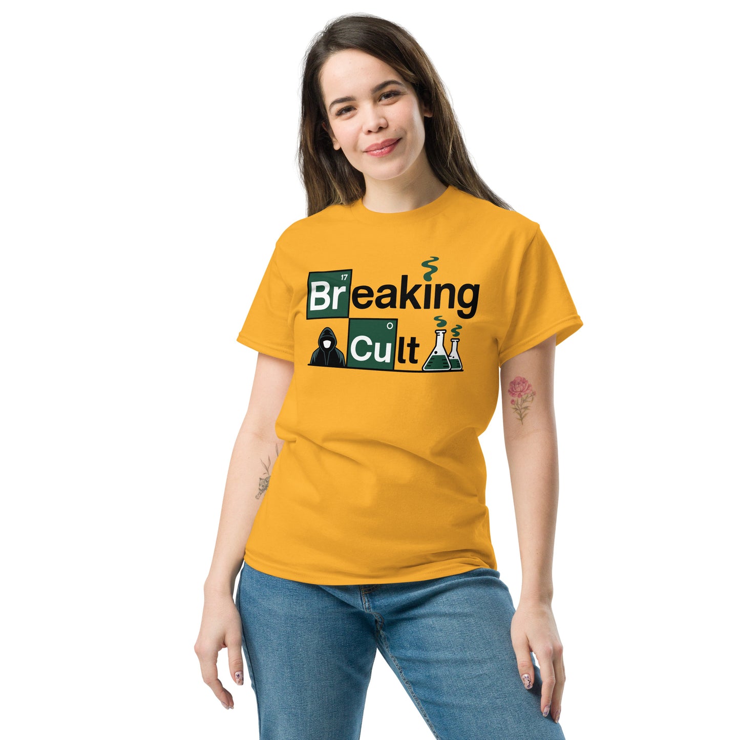 Breaking Cult – A Pop Culture Chemistry Lab Parody Mashup Design Unisex classic tee