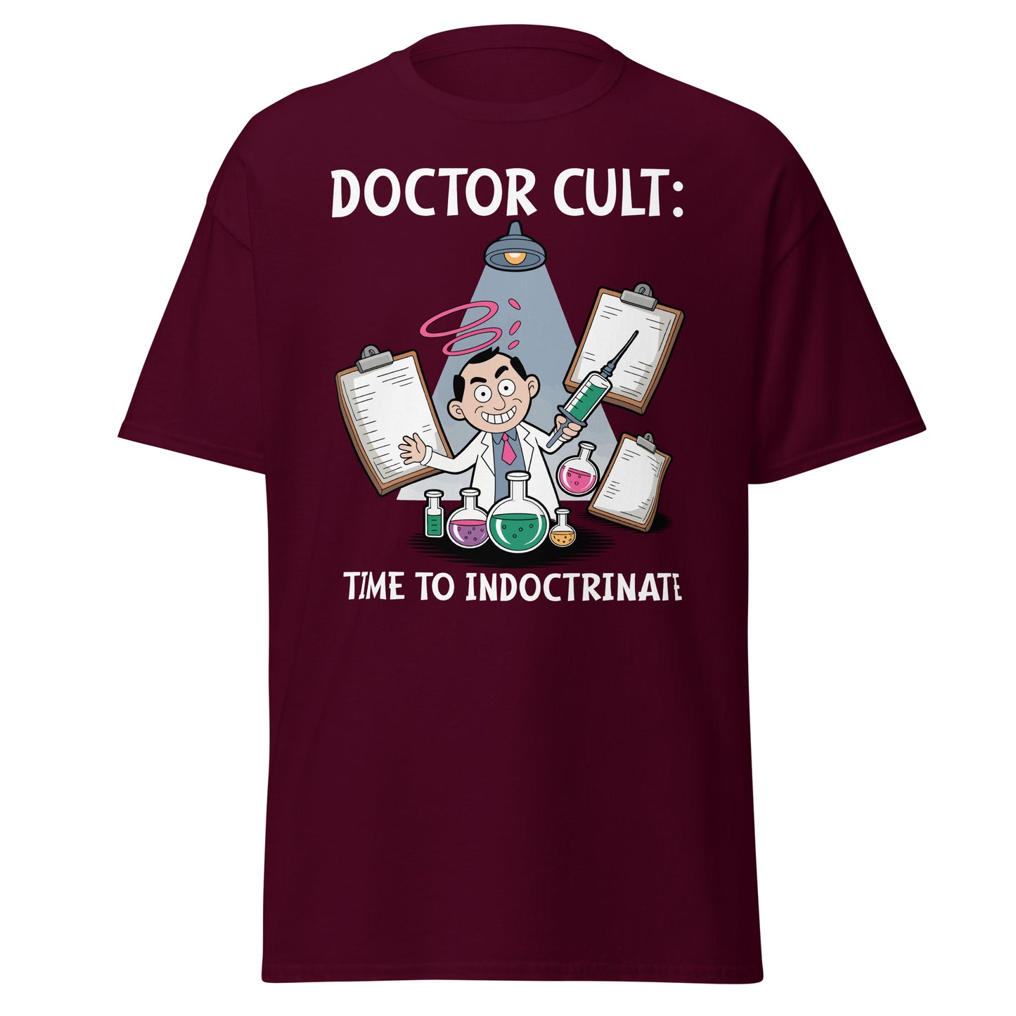 Doctor Cult Indoctrination Lab – Mad Scientist Pop Culture Cult Mashup TeeUnisex classic tee