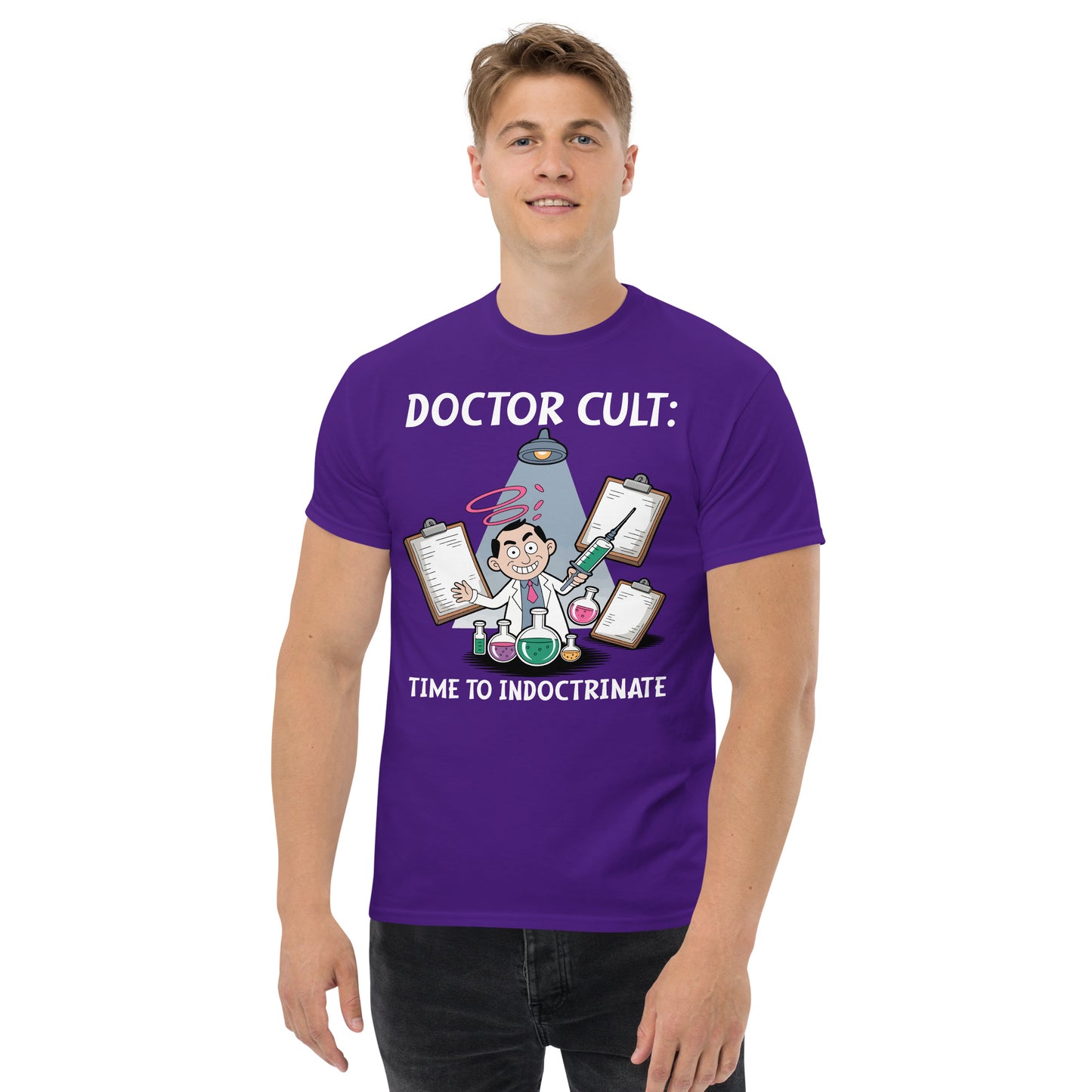Doctor Cult Indoctrination Lab – Mad Scientist Pop Culture Cult Mashup TeeUnisex classic tee